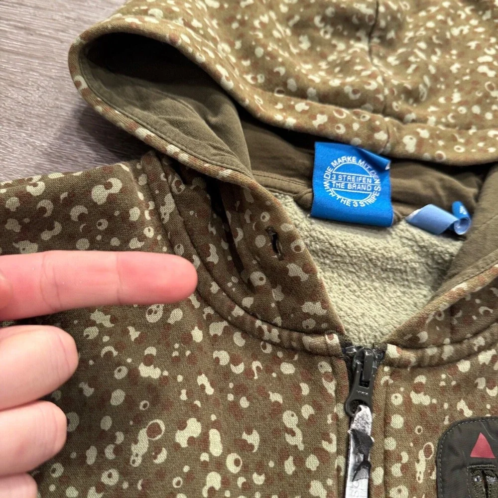 Adidas Hoodie Mens M Camo Cotton Full Zip Polka Dot Gorpcore Streetwear‎ Utility